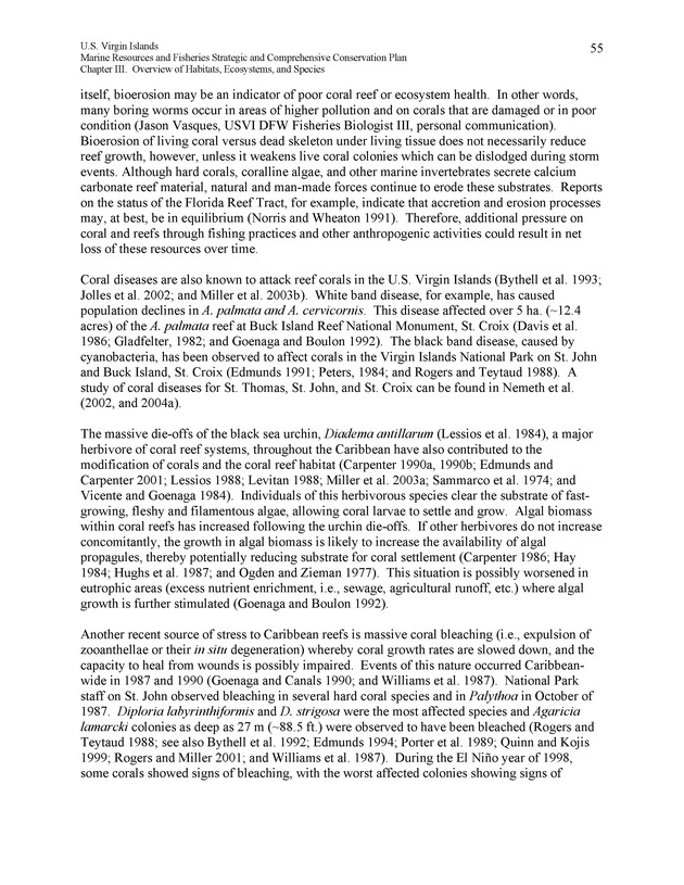 United States Virgin Islands Marine Resources and Fisheries strategic and comprehensive conservation plan - Page 55