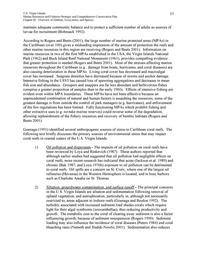 United States Virgin Islands Marine Resources and Fisheries strategic and comprehensive conservation plan - Page 57