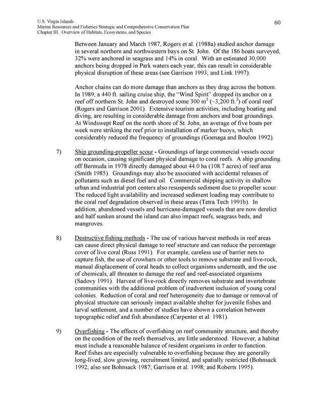 United States Virgin Islands Marine Resources and Fisheries strategic and comprehensive conservation plan - Page 60