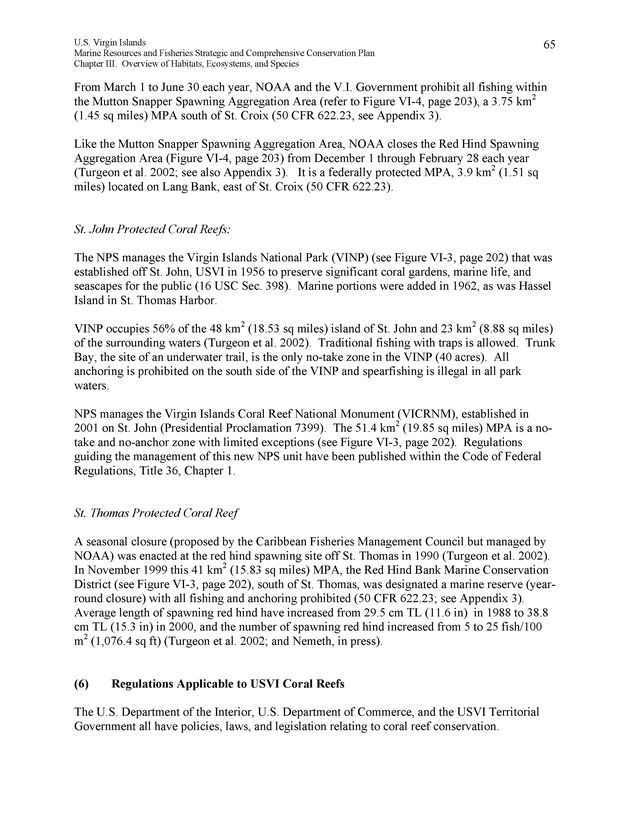 United States Virgin Islands Marine Resources and Fisheries strategic and comprehensive conservation plan - Page 65