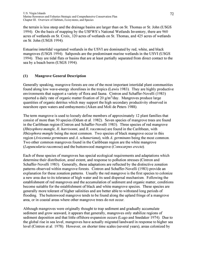 United States Virgin Islands Marine Resources and Fisheries strategic and comprehensive conservation plan - Page 72