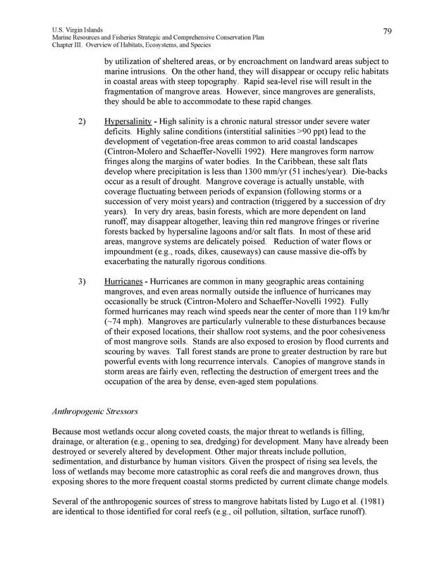 United States Virgin Islands Marine Resources and Fisheries strategic and comprehensive conservation plan - Page 79