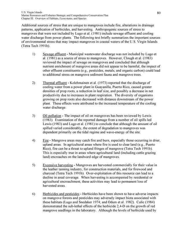 United States Virgin Islands Marine Resources and Fisheries strategic and comprehensive conservation plan - Page 80