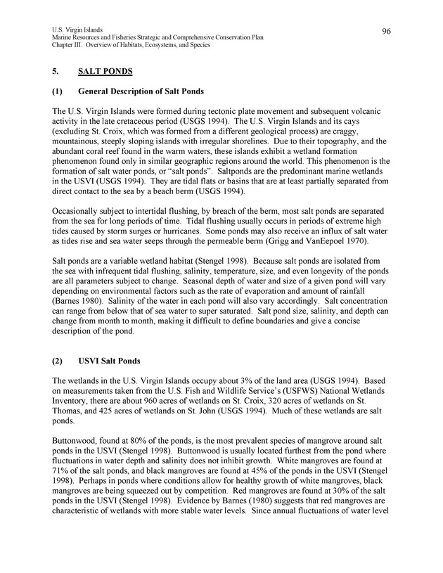 United States Virgin Islands Marine Resources and Fisheries strategic and comprehensive conservation plan - Page 96