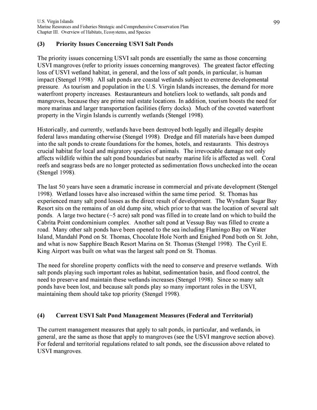 United States Virgin Islands Marine Resources and Fisheries strategic and comprehensive conservation plan - Page 99