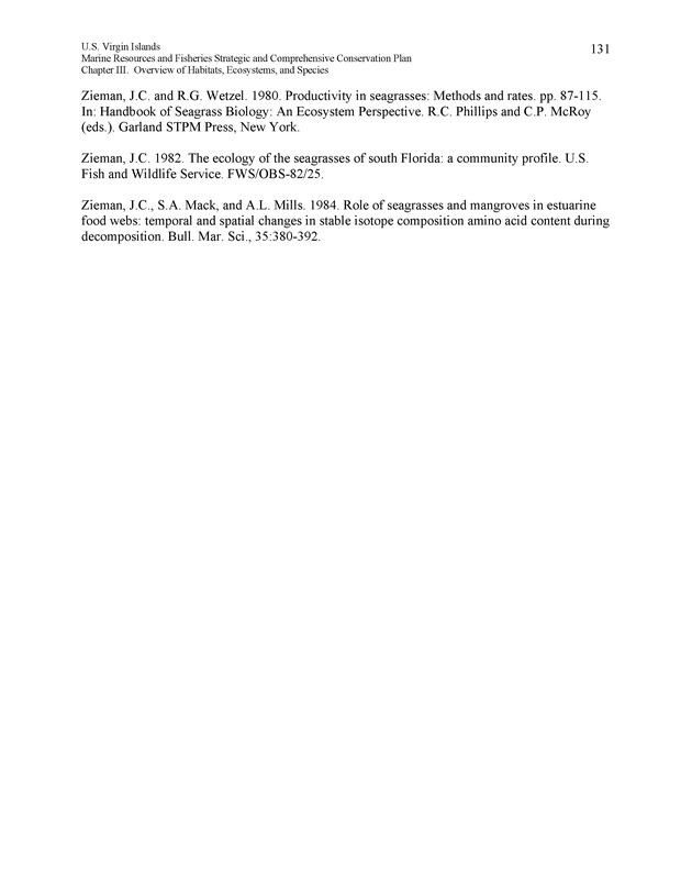 United States Virgin Islands Marine Resources and Fisheries strategic and comprehensive conservation plan - Page 131