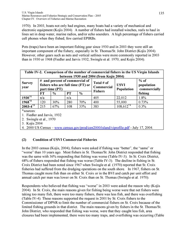 United States Virgin Islands Marine Resources and Fisheries strategic and comprehensive conservation plan - Page 135