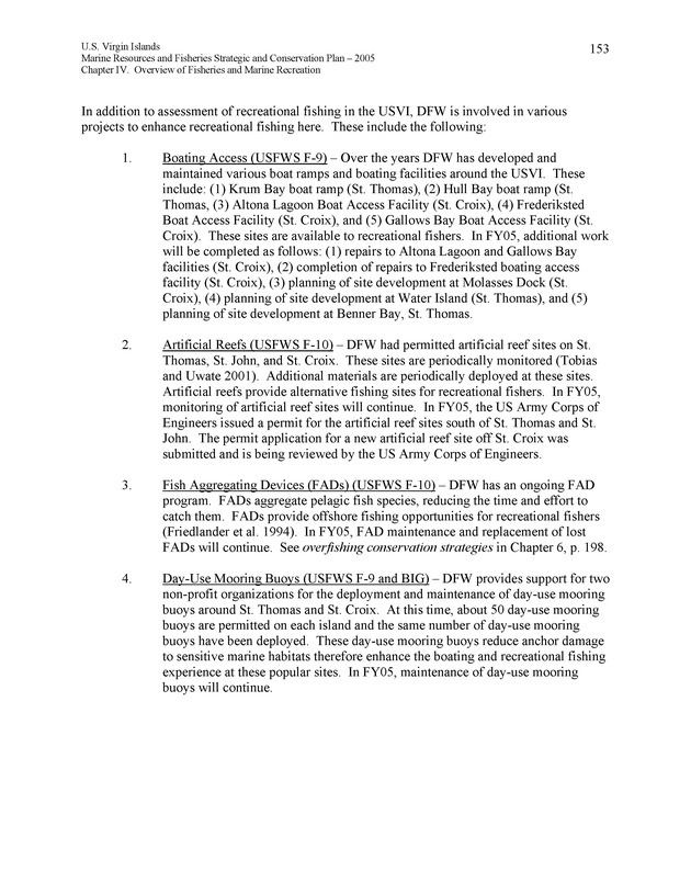 United States Virgin Islands Marine Resources and Fisheries strategic and comprehensive conservation plan - Page 153