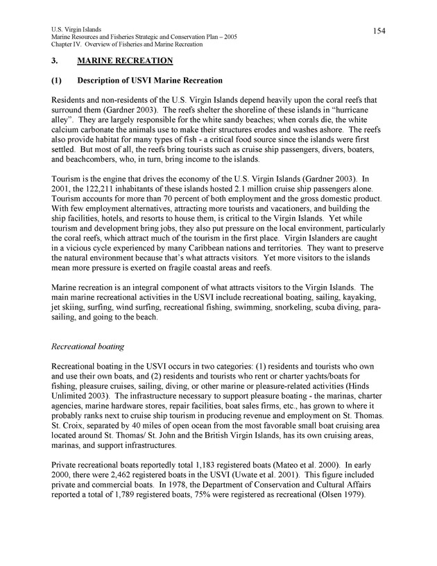 United States Virgin Islands Marine Resources and Fisheries strategic and comprehensive conservation plan - Page 154