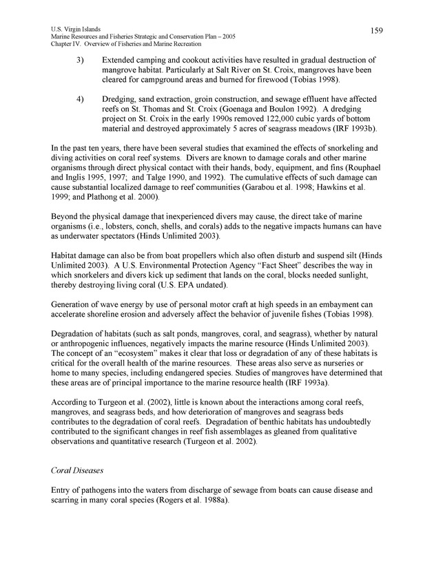 United States Virgin Islands Marine Resources and Fisheries strategic and comprehensive conservation plan - Page 159