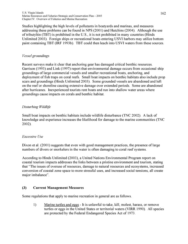 United States Virgin Islands Marine Resources and Fisheries strategic and comprehensive conservation plan - Page 162