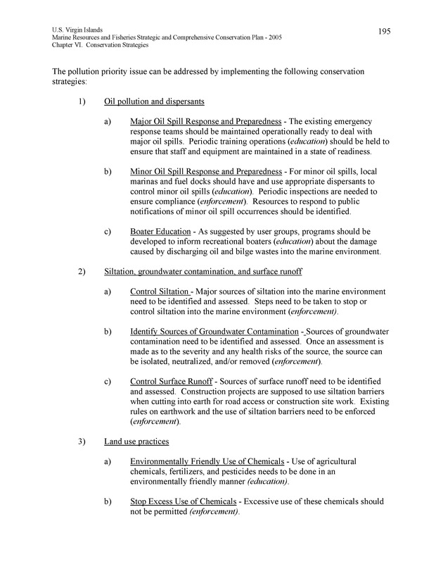 United States Virgin Islands Marine Resources and Fisheries strategic and comprehensive conservation plan - Page 195