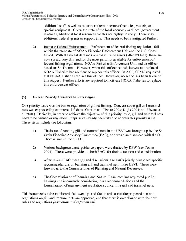 United States Virgin Islands Marine Resources and Fisheries strategic and comprehensive conservation plan - Page 198