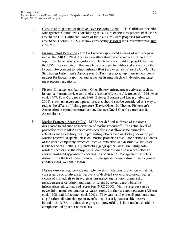 United States Virgin Islands Marine Resources and Fisheries strategic and comprehensive conservation plan - Page 201