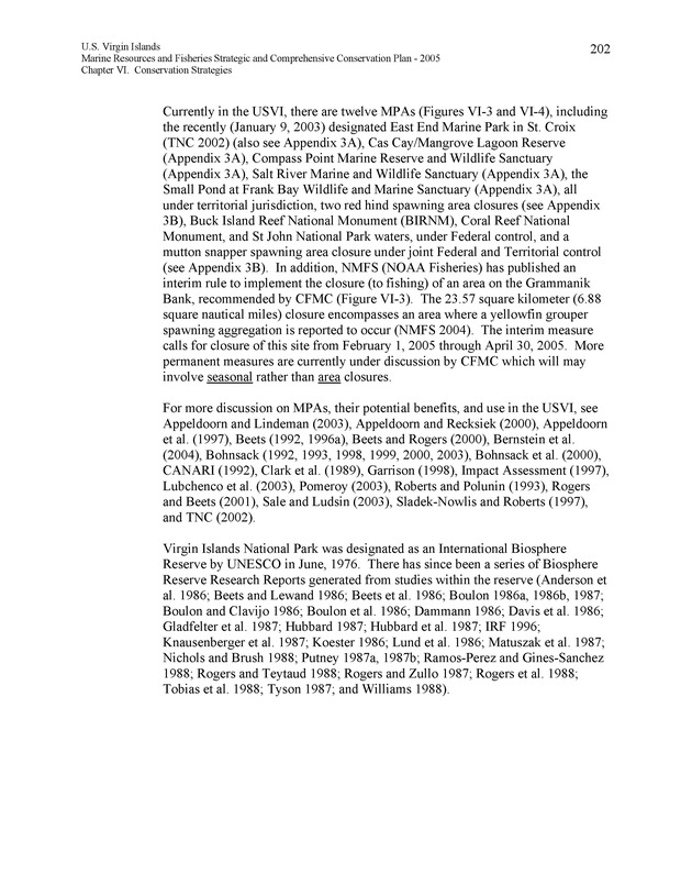 United States Virgin Islands Marine Resources and Fisheries strategic and comprehensive conservation plan - Page 202