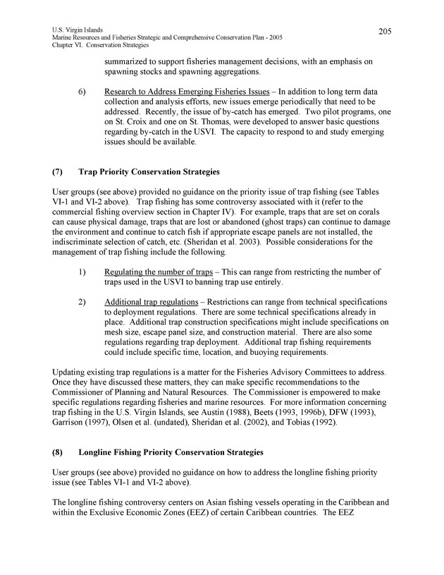 United States Virgin Islands Marine Resources and Fisheries strategic and comprehensive conservation plan - Page 205