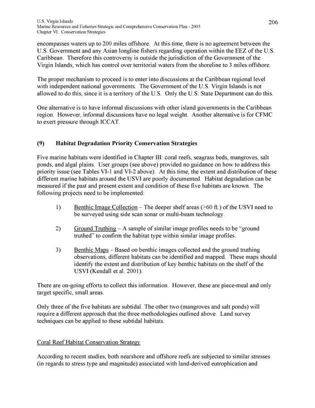 United States Virgin Islands Marine Resources and Fisheries strategic and comprehensive conservation plan - Page 206