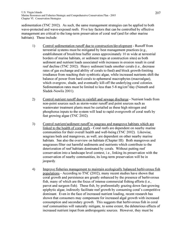 United States Virgin Islands Marine Resources and Fisheries strategic and comprehensive conservation plan - Page 207