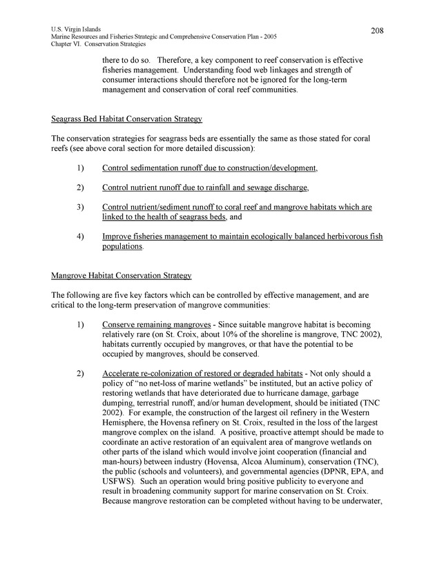 United States Virgin Islands Marine Resources and Fisheries strategic and comprehensive conservation plan - Page 208