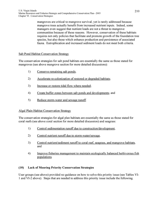 United States Virgin Islands Marine Resources and Fisheries strategic and comprehensive conservation plan - Page 210