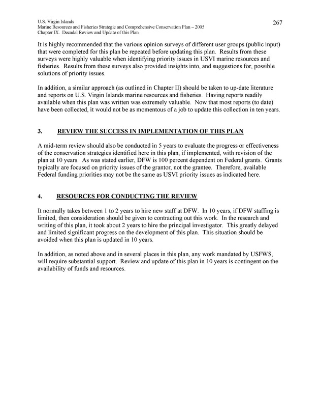 United States Virgin Islands Marine Resources and Fisheries strategic and comprehensive conservation plan - Page 267