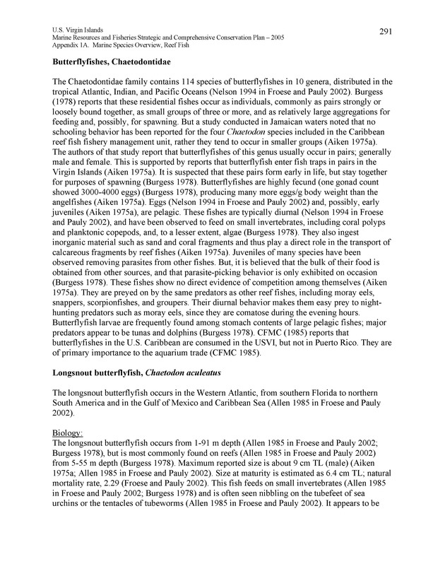 United States Virgin Islands Marine Resources and Fisheries strategic and comprehensive conservation plan - Page 291