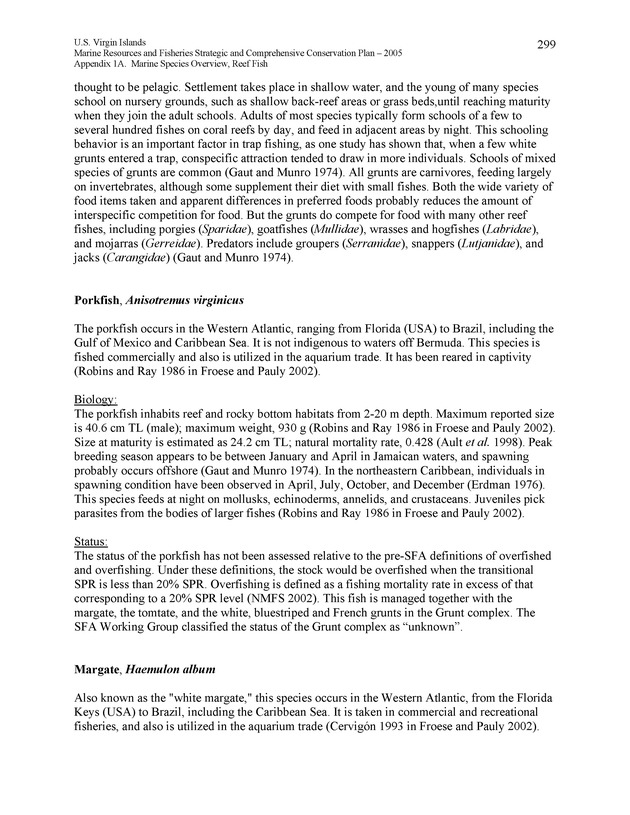 United States Virgin Islands Marine Resources and Fisheries strategic and comprehensive conservation plan - Page 299