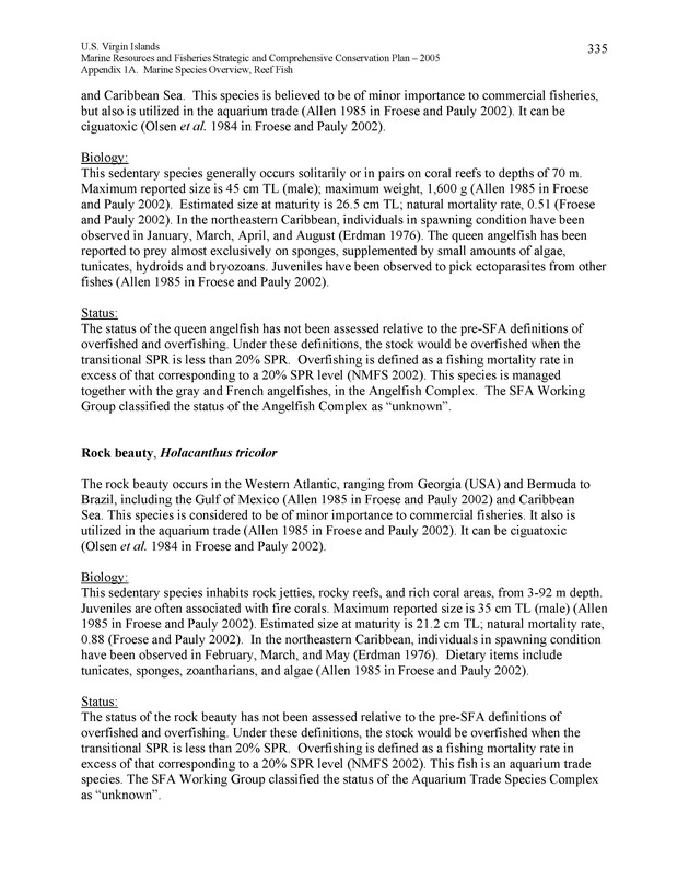 United States Virgin Islands Marine Resources and Fisheries strategic and comprehensive conservation plan - Page 335