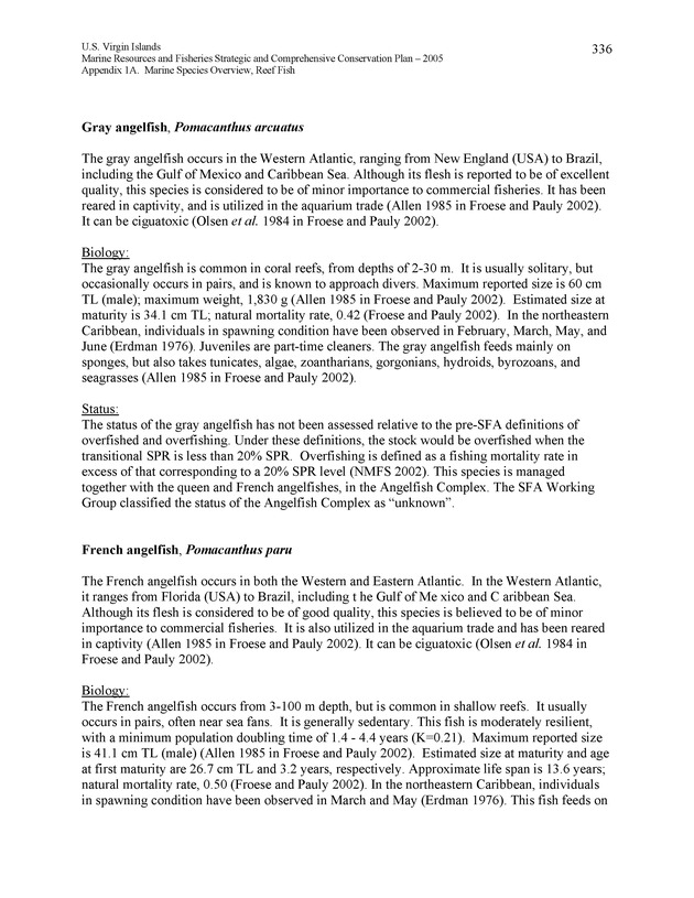 United States Virgin Islands Marine Resources and Fisheries strategic and comprehensive conservation plan - Page 336