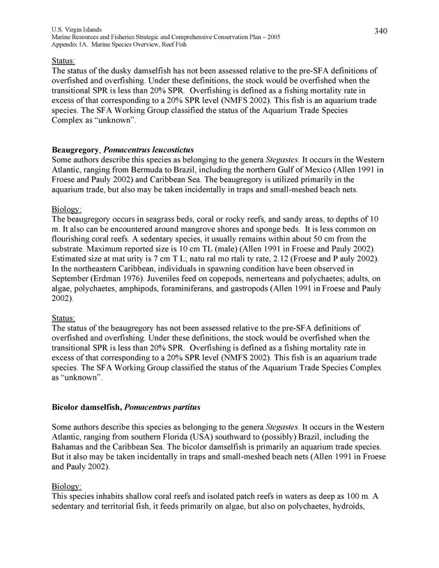 United States Virgin Islands Marine Resources and Fisheries strategic and comprehensive conservation plan - Page 340