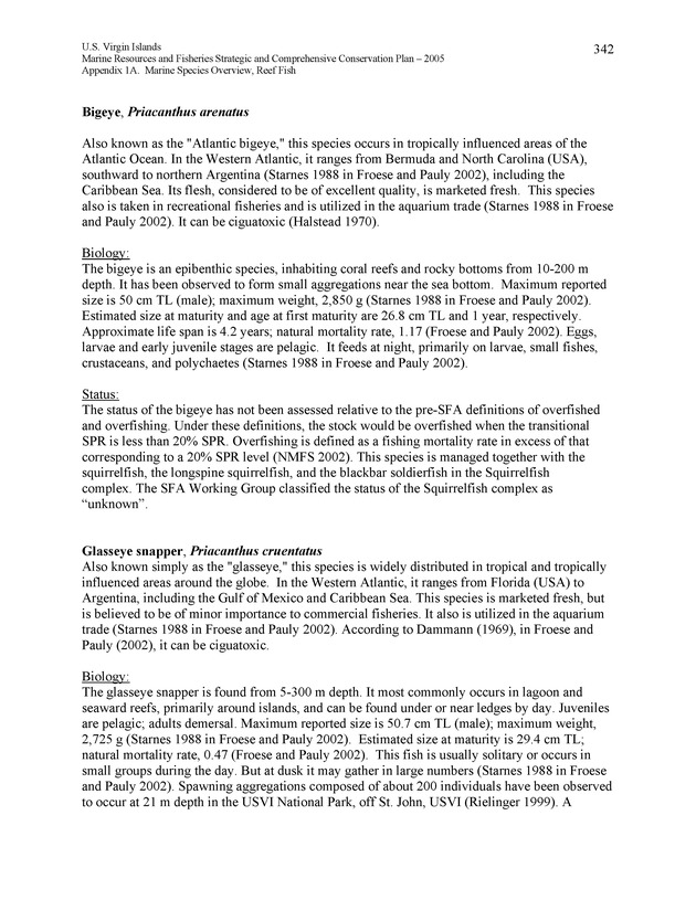 United States Virgin Islands Marine Resources and Fisheries strategic and comprehensive conservation plan - Page 342