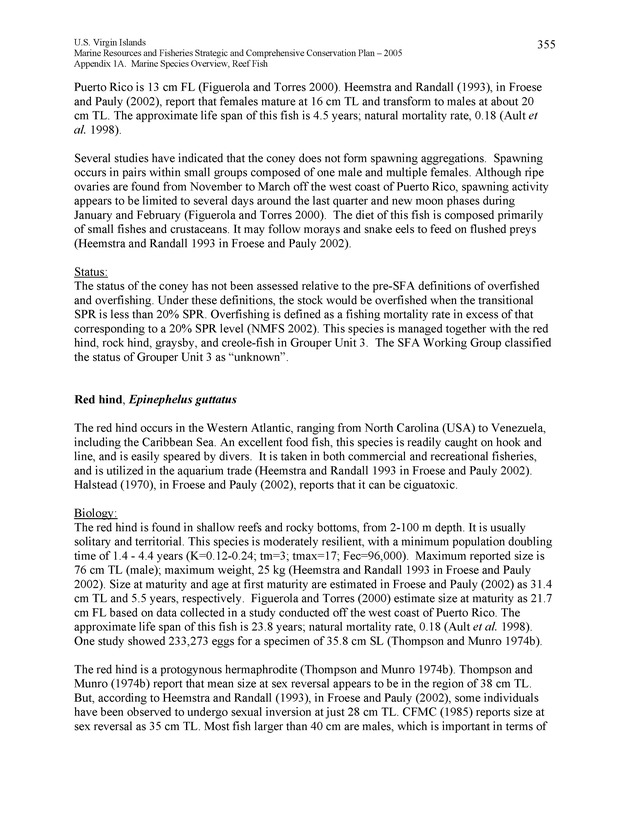 United States Virgin Islands Marine Resources and Fisheries strategic and comprehensive conservation plan - Page 355