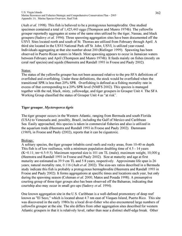 United States Virgin Islands Marine Resources and Fisheries strategic and comprehensive conservation plan - Page 362