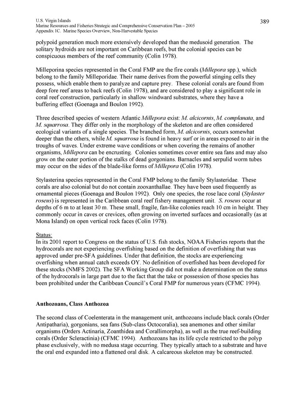 United States Virgin Islands Marine Resources and Fisheries strategic and comprehensive conservation plan - Page 389