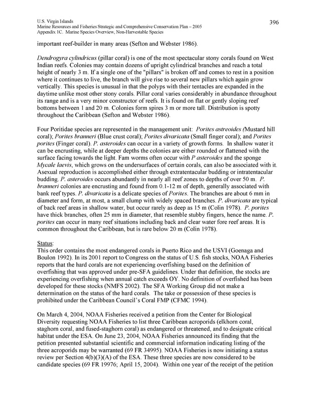 United States Virgin Islands Marine Resources and Fisheries strategic and comprehensive conservation plan - Page 396