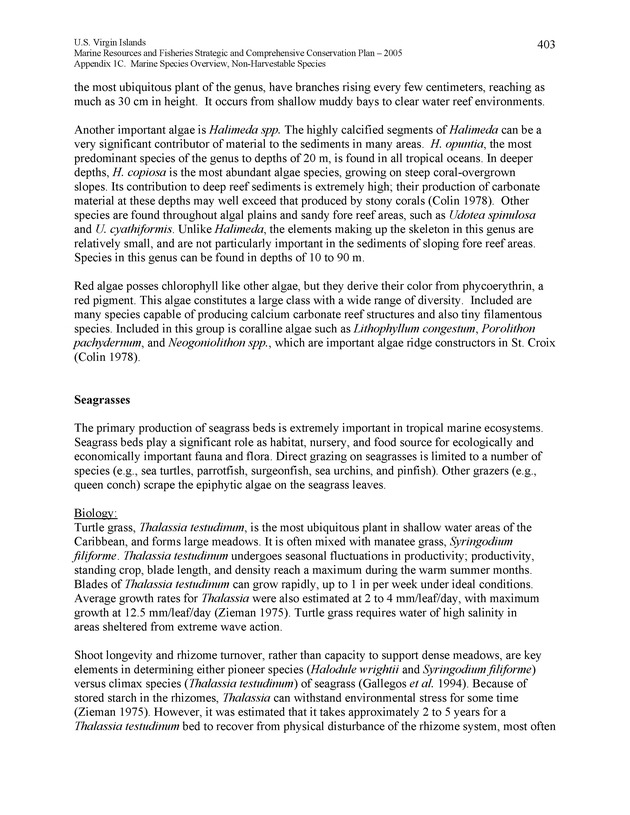 United States Virgin Islands Marine Resources and Fisheries strategic and comprehensive conservation plan - Page 403