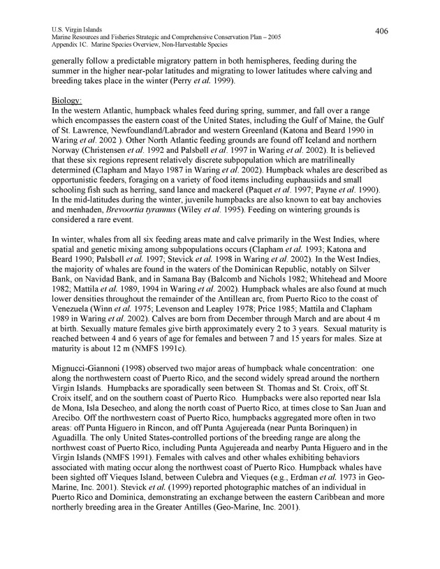 United States Virgin Islands Marine Resources and Fisheries strategic and comprehensive conservation plan - Page 406