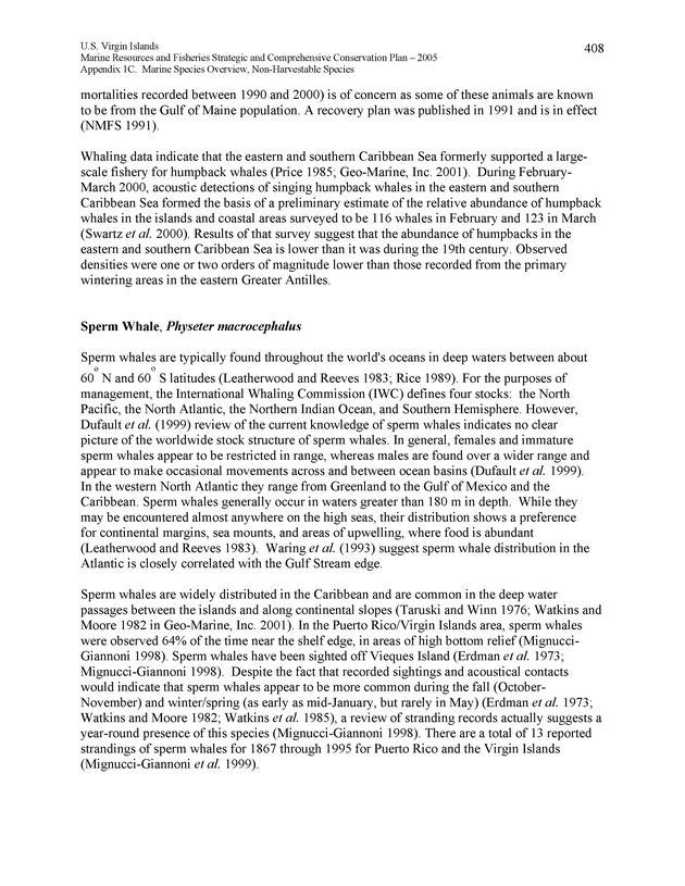 United States Virgin Islands Marine Resources and Fisheries strategic and comprehensive conservation plan - Page 408