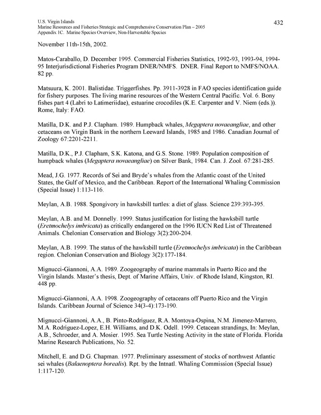 United States Virgin Islands Marine Resources and Fisheries strategic and comprehensive conservation plan - Page 432