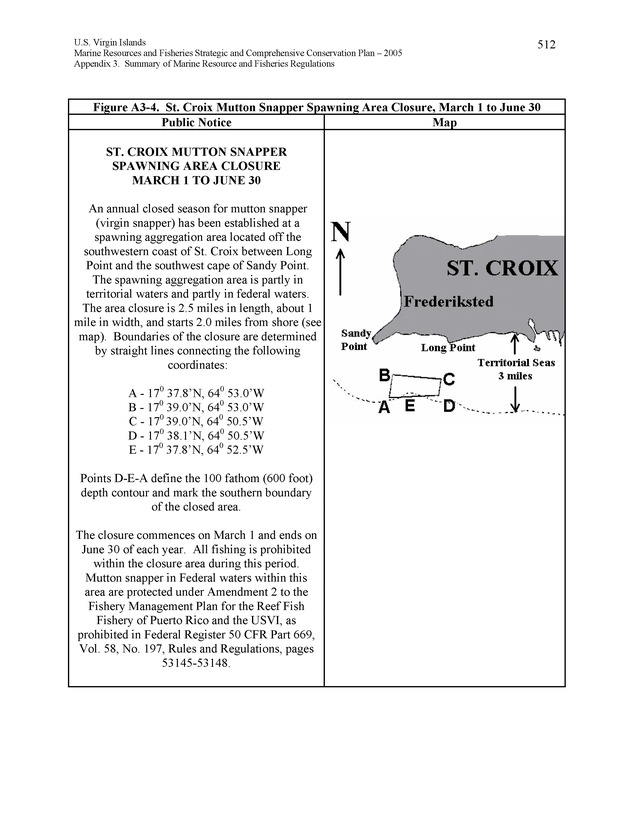 United States Virgin Islands Marine Resources and Fisheries strategic and comprehensive conservation plan - Page 512