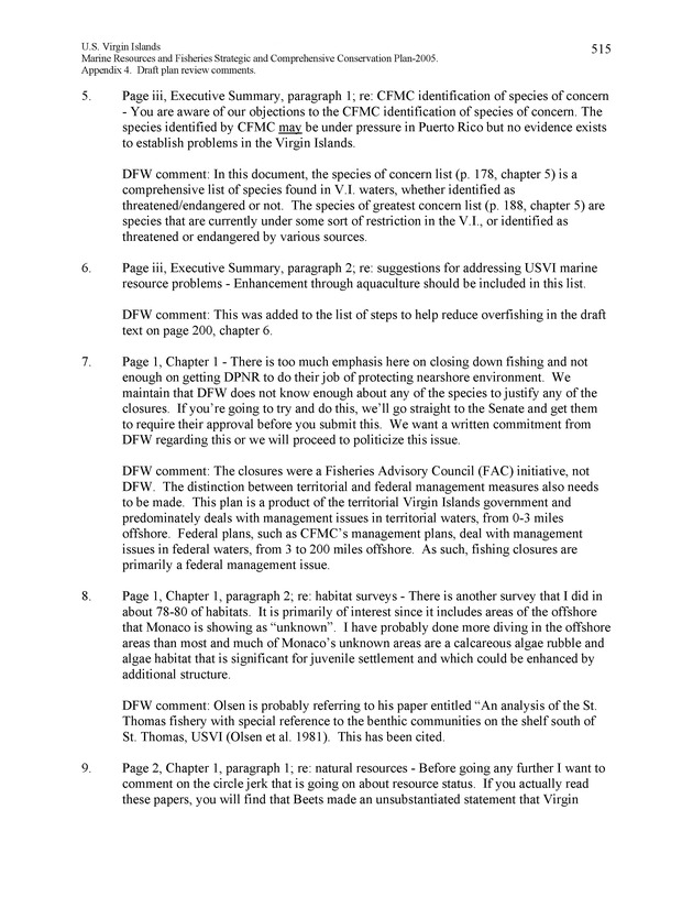 United States Virgin Islands Marine Resources and Fisheries strategic and comprehensive conservation plan - Page 515