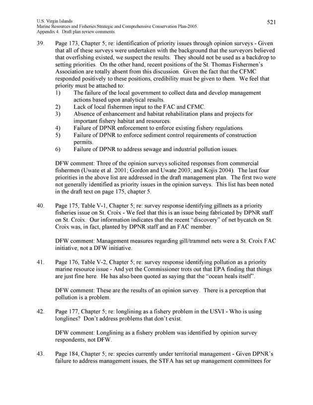 United States Virgin Islands Marine Resources and Fisheries strategic and comprehensive conservation plan - Page 521