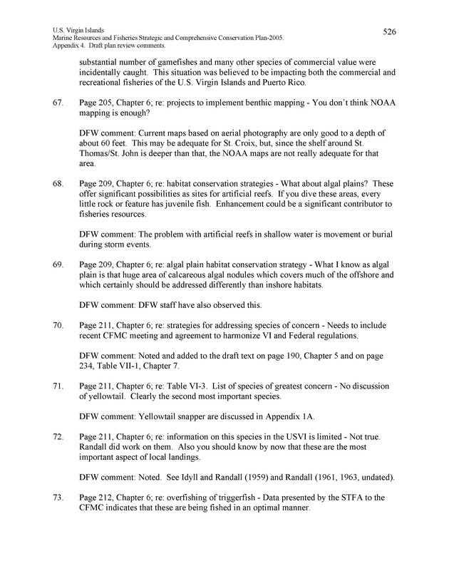 United States Virgin Islands Marine Resources and Fisheries strategic and comprehensive conservation plan - Page 526