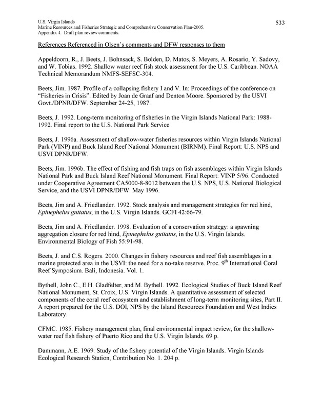 United States Virgin Islands Marine Resources and Fisheries strategic and comprehensive conservation plan - Page 533