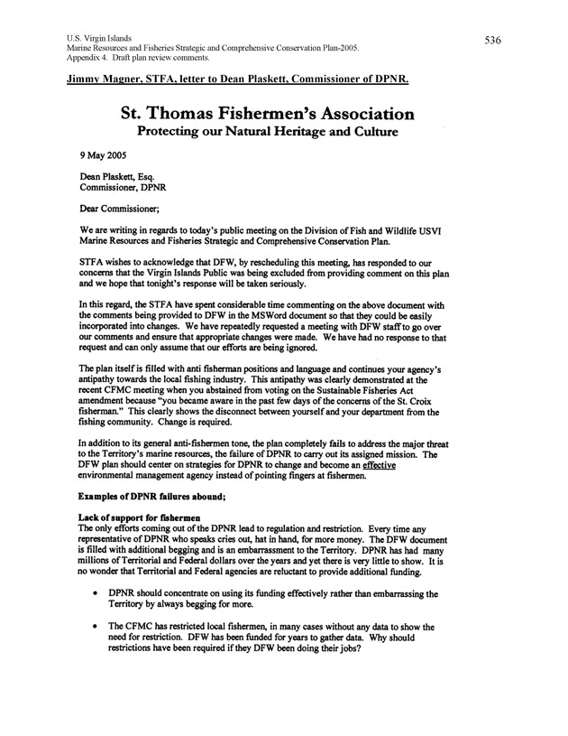 United States Virgin Islands Marine Resources and Fisheries strategic and comprehensive conservation plan - Page 536