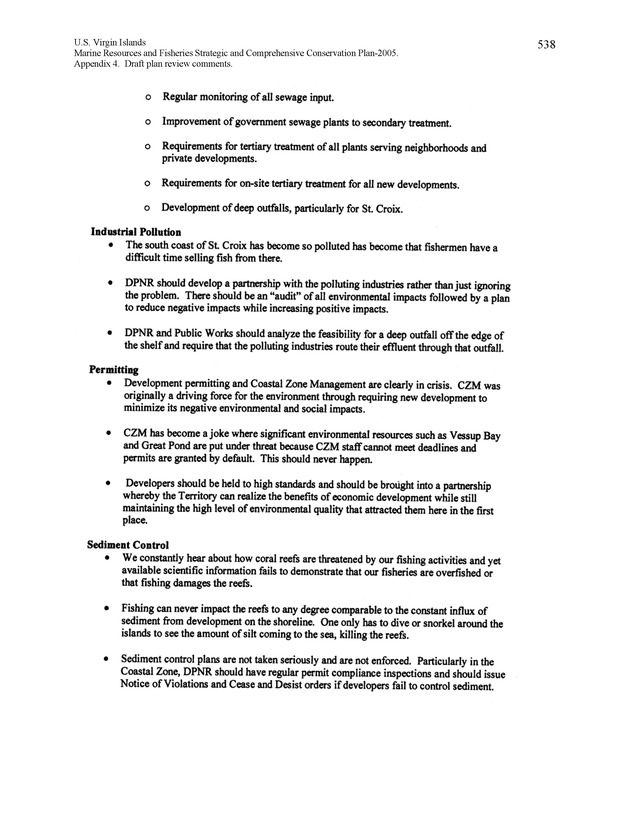 United States Virgin Islands Marine Resources and Fisheries strategic and comprehensive conservation plan - Page 538