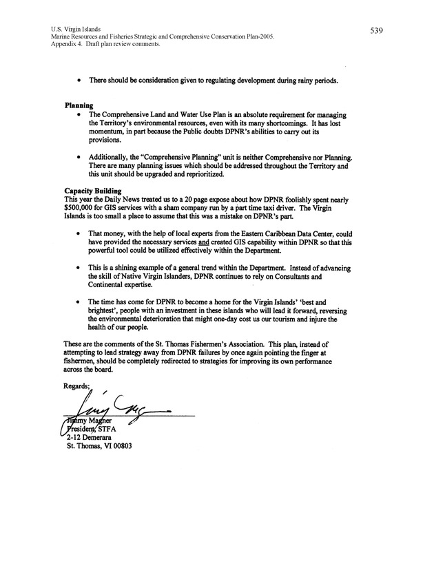 United States Virgin Islands Marine Resources and Fisheries strategic and comprehensive conservation plan - Page 539