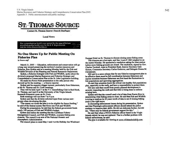 United States Virgin Islands Marine Resources and Fisheries strategic and comprehensive conservation plan - Page 542