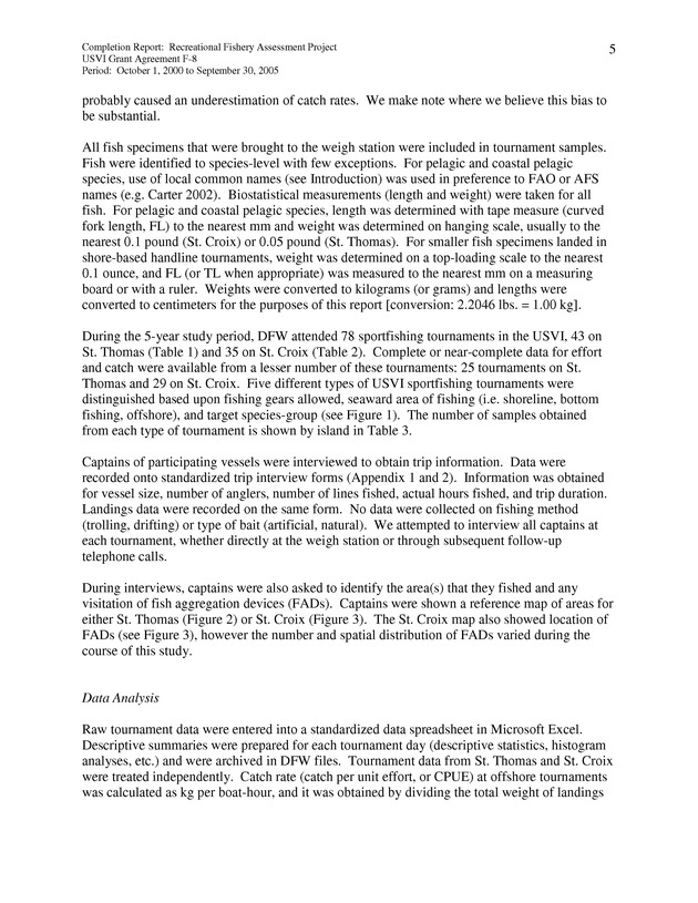 Survey of fishing tournaments in the U.S. Virgin Islands, October 1, 2000 to September 30, 2005 - Page 5