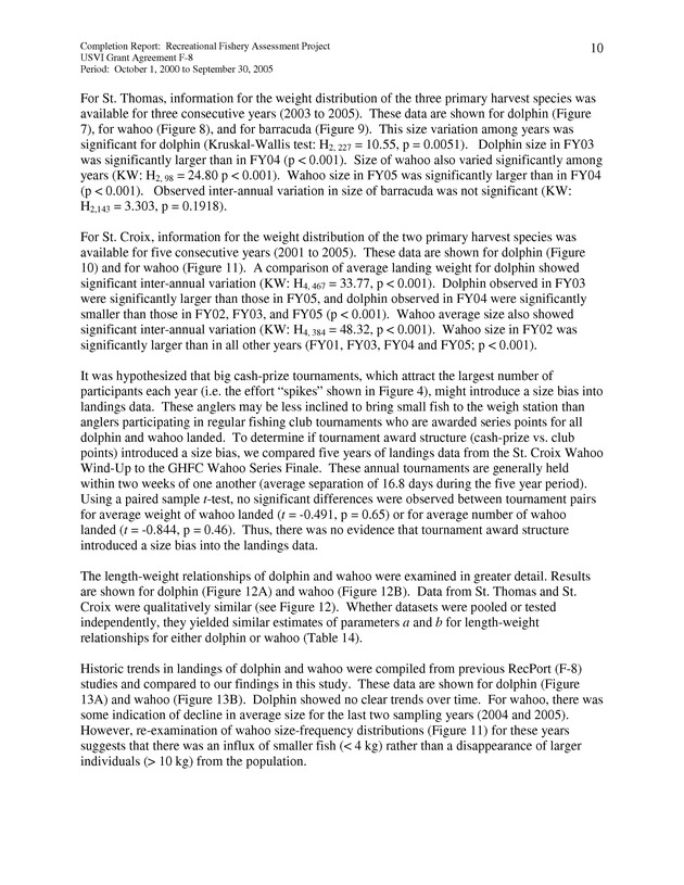 Survey of fishing tournaments in the U.S. Virgin Islands, October 1, 2000 to September 30, 2005 - Page 10